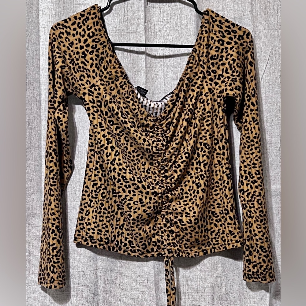 Rue21 Leopard Print Cold Shoulder Blouse L